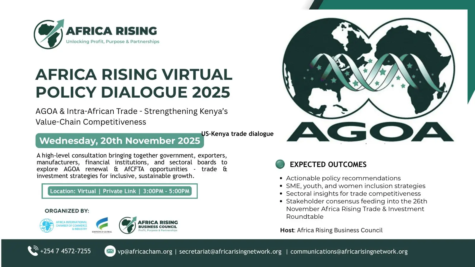 Africa Rising BC to Convene Key Policy Dialogue on AGOA Ahead of The Trade & Investment Roundtable